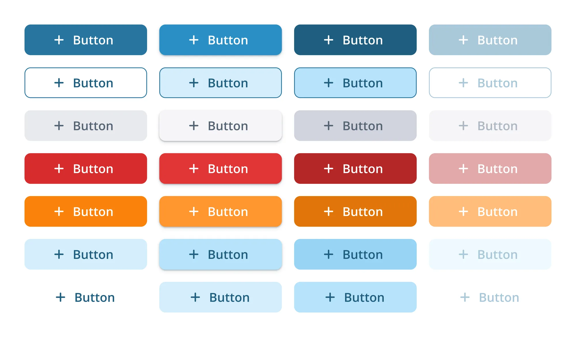 New button components with more roundness, clean styling, and balanced icon-text sizing